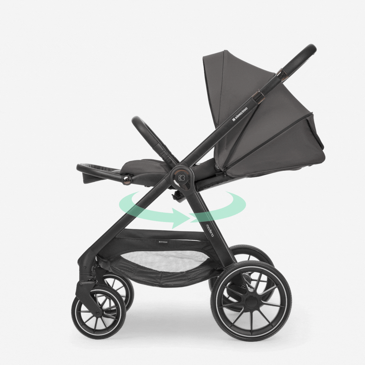 KikkaBoo® Otroški voziček s košaro 3v1 Modena Dark Grey KikkaBoo