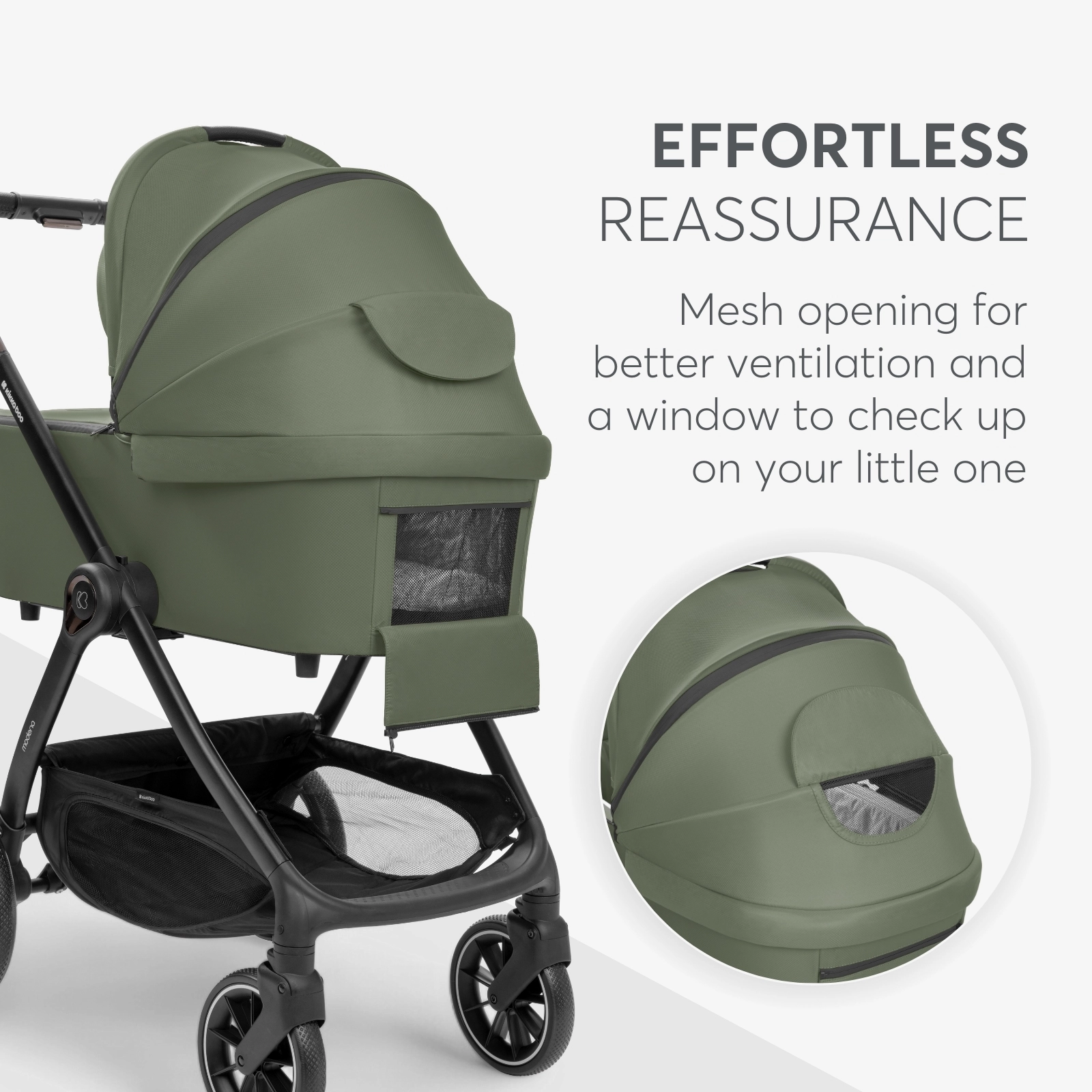 KikkaBoo® Otroški voziček s košaro 3v1 Modena Army Green KikkaBoo