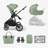 KikkaBoo® Cărucior 2în1 cu landou Thea Army Green