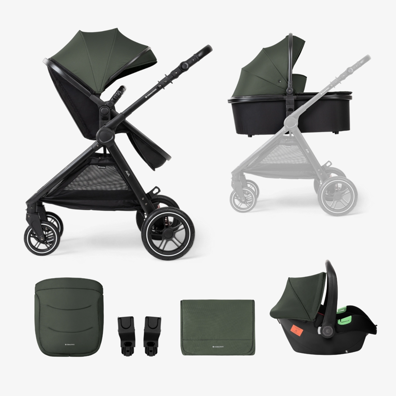 KikkaBoo® Otroški voziček s košaro 3v1 Ava Army Green KikkaBoo