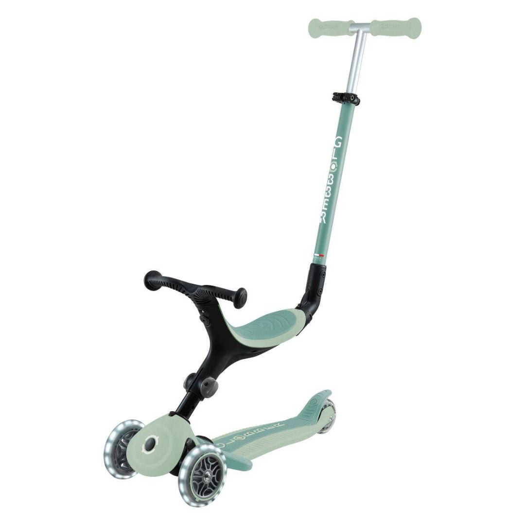 Globber® Zložljivi otroški skiro GO UP Active ECO s svetlečimi kolesi Pistachio Globber