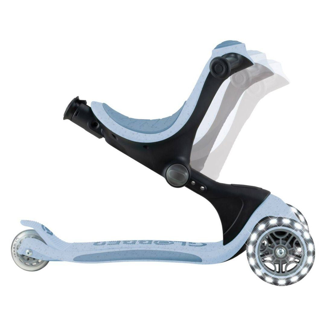 Globber® Zložljivi otroški skiro GO UP deluxe 360° s svetlečimi kolesi Blueberry Globber
