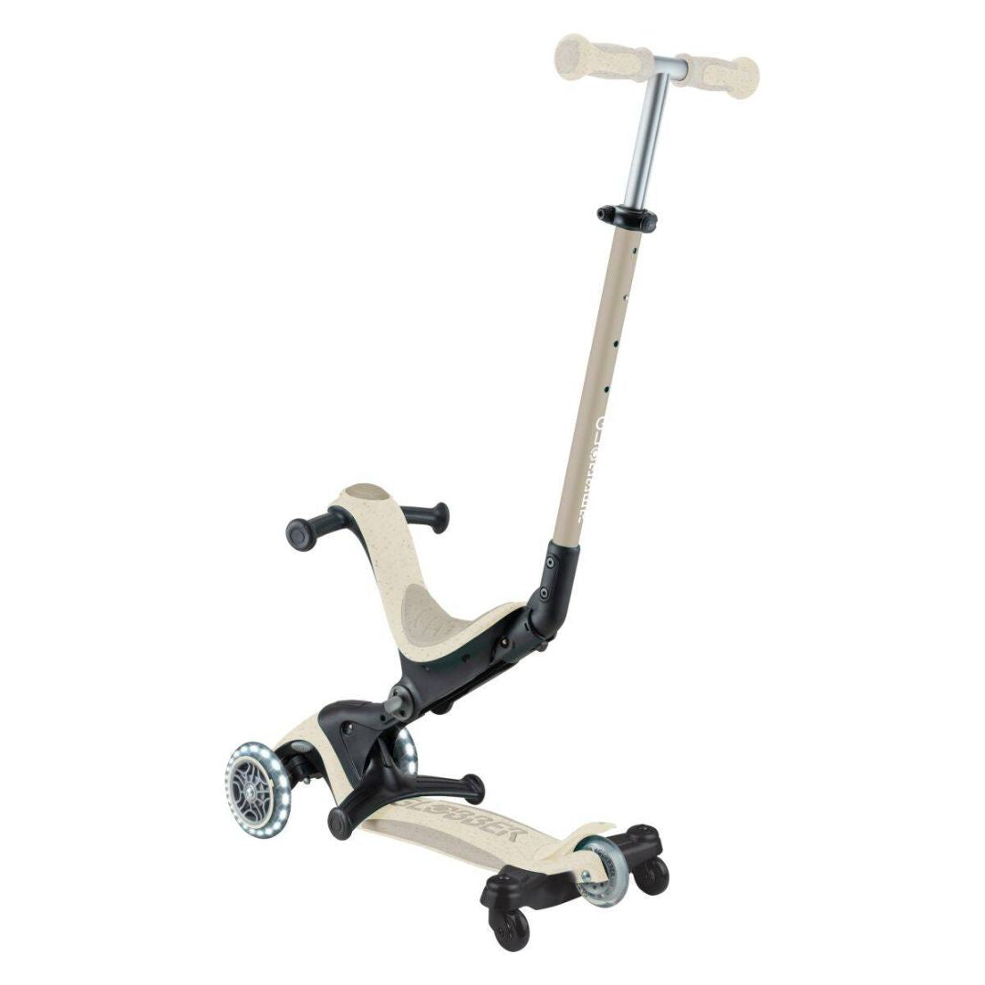 Globber® Zložljivi otroški skiro GO UP deluxe 360° s svetlečimi kolesi Taupe Globber