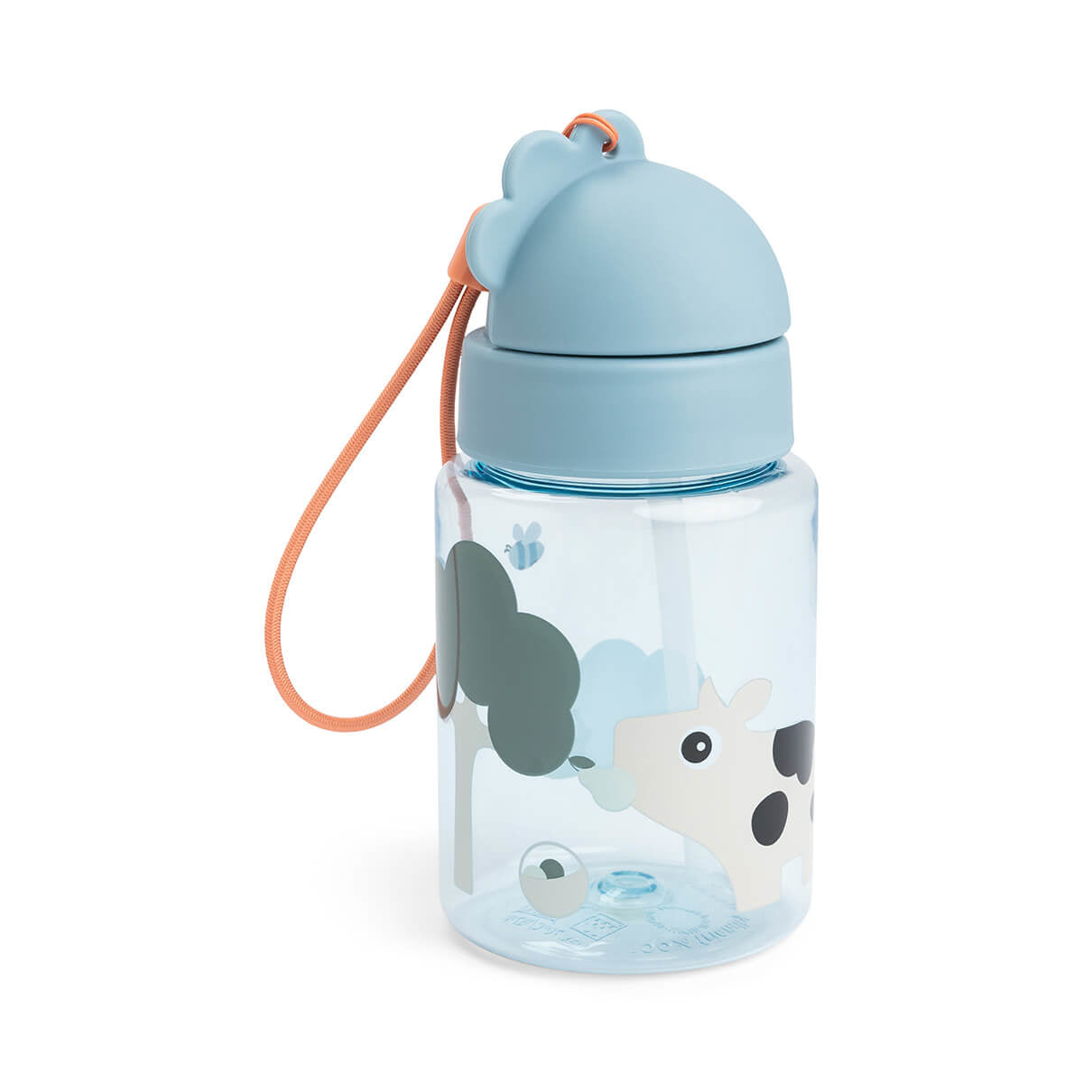 Done by Deer® Steklenička s slamico Tiny farm Blue 280 ml Done by Deer