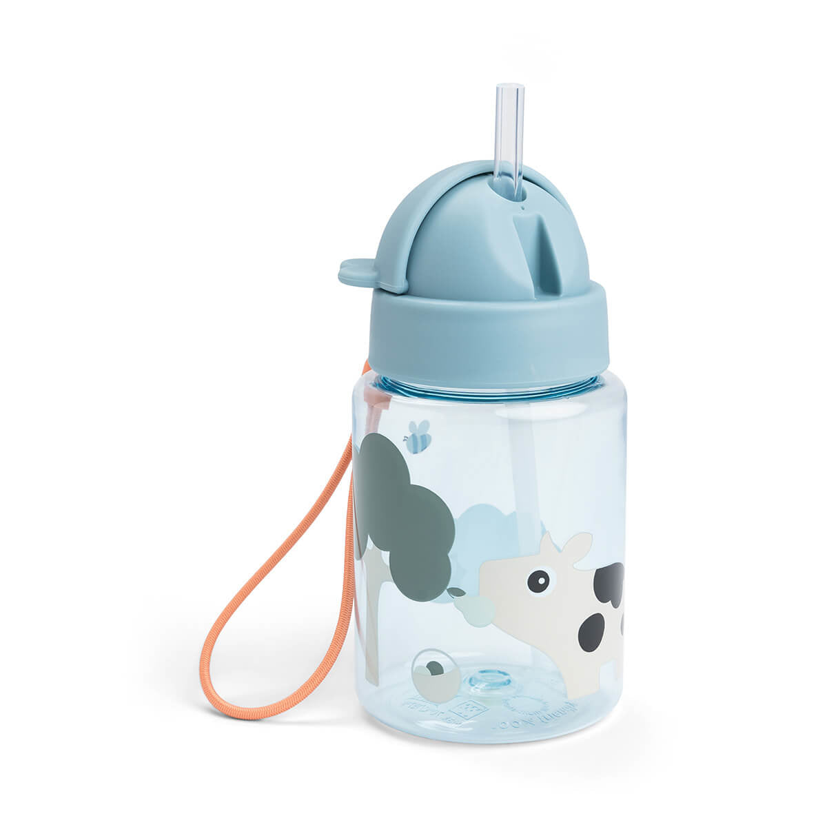 Done by Deer® Steklenička s slamico Tiny farm Blue 280 ml Done by Deer