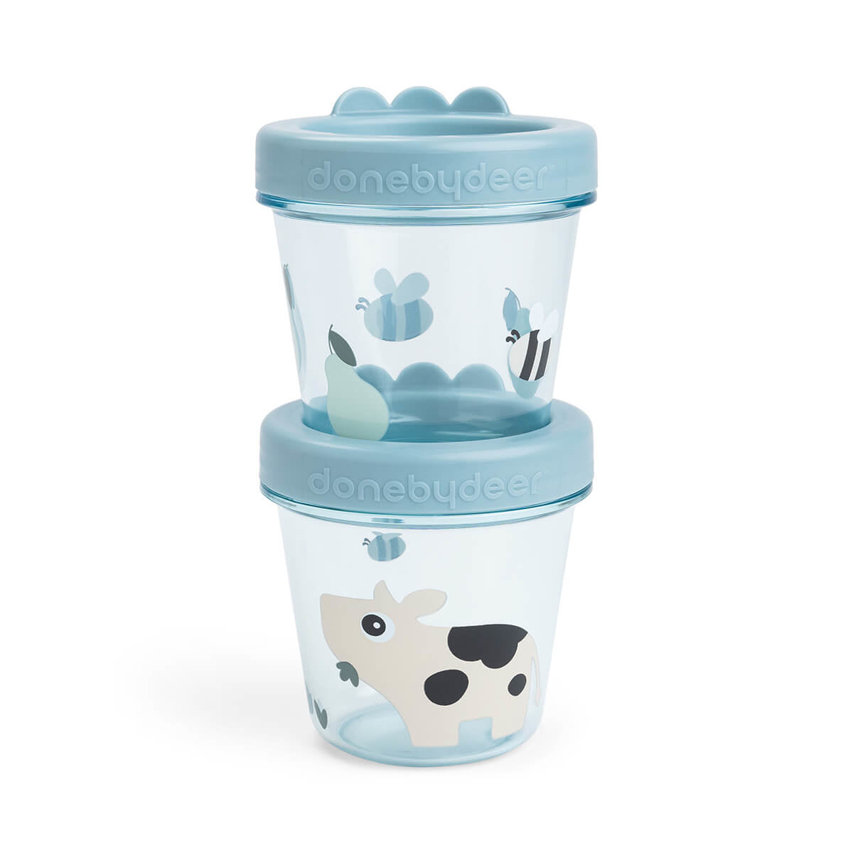 Done by Deer® Set 2 posodic za prigrizke Tiny Farm Blue Done by Deer