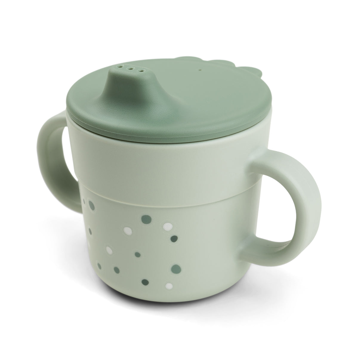 Done by Deer® Skodelica za učenje pitja Foodie Happy Dots Green Done by Deer