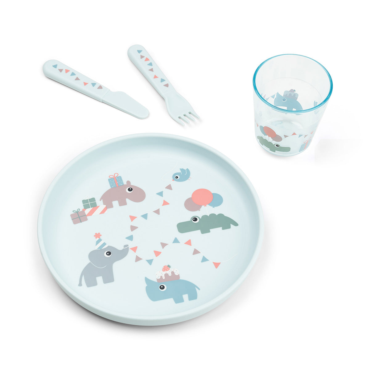 Done by Deer® Jedilni set za hranjenje Celebration Blue Done by Deer