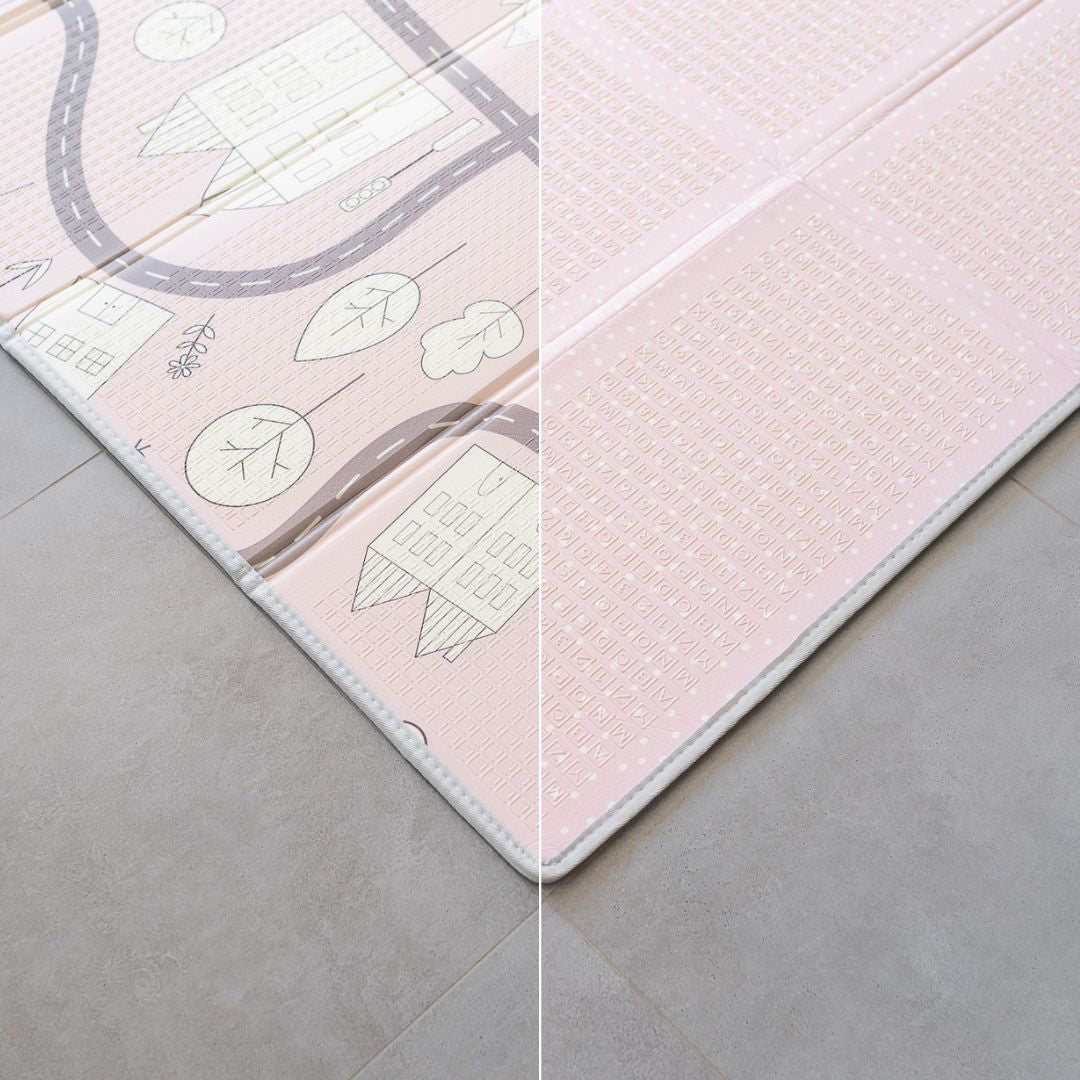 Evibell® Zložljiva igralna podloga 150x190 Dots/City Pink Evibell