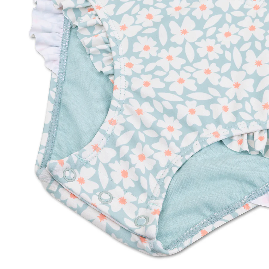 Swim Essentials® Otroške enodelne kopalke Green Flowers Swim Essentials