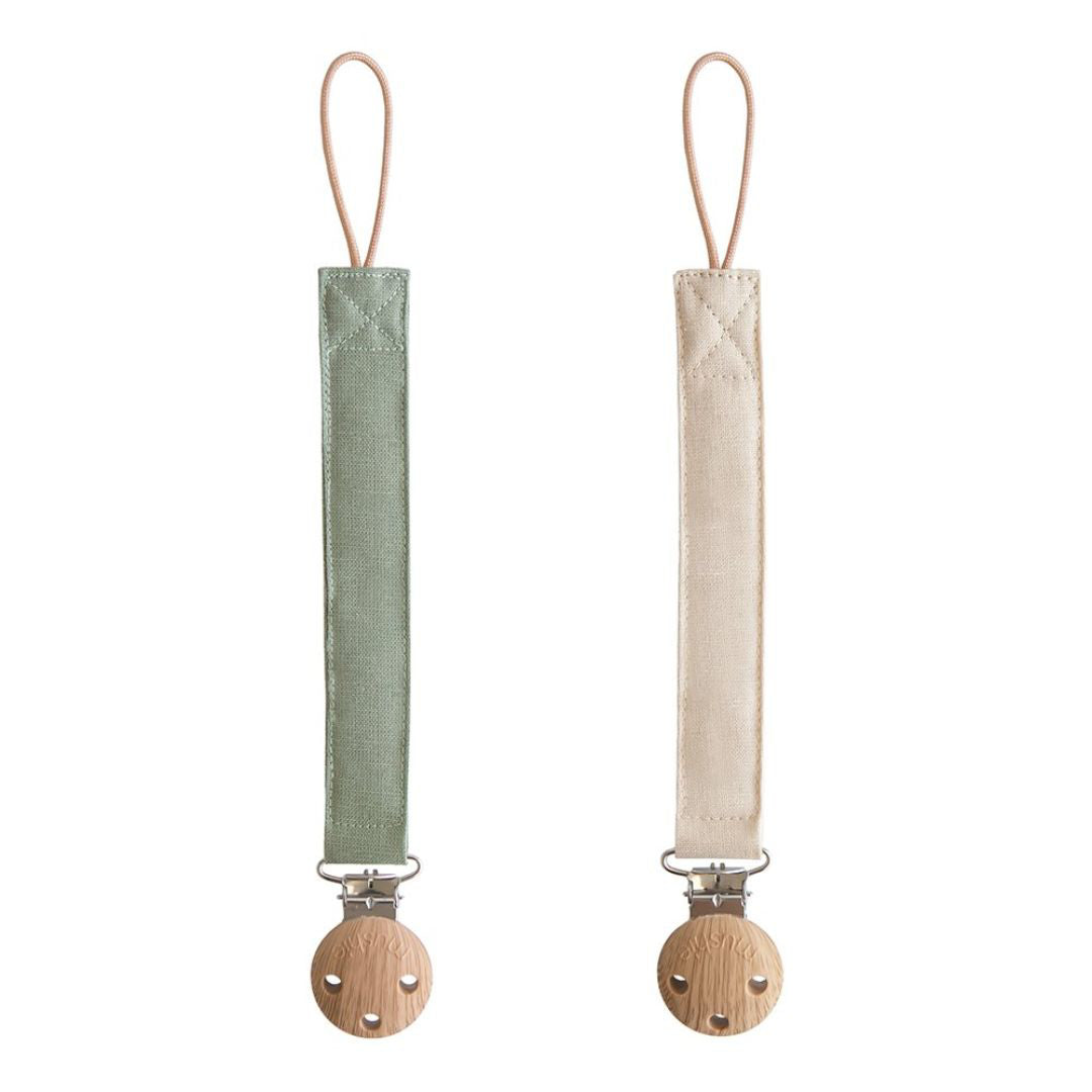 Mushie® Držalo za dudo 2 kos Olive/Shifting Sand Mushie