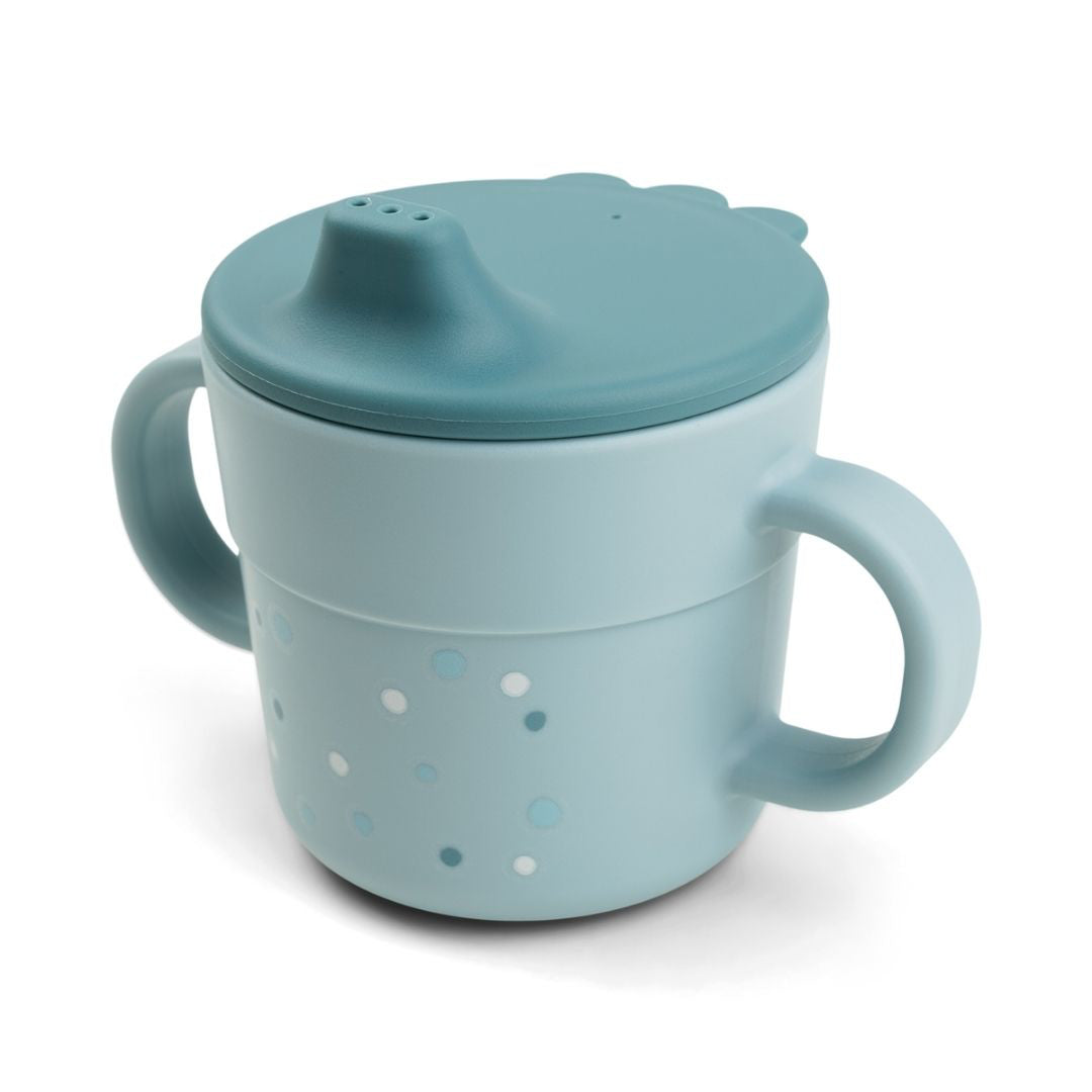 Done by Deer® Skodelica za učenje pitja Foodie Happy Dots Blue Done by Deer