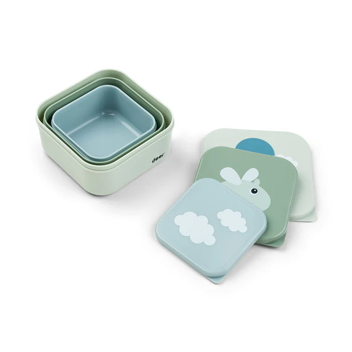 Done by Deer® Komplet posodic za prigrizke Happy clouds Green Done by Deer