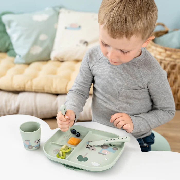 Done by Deer® Prvi jedilni set Foodie Tiny farm Green Done by Deer