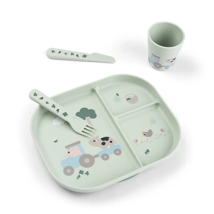 Done by Deer® Prvi jedilni set Foodie Tiny farm Green Done by Deer