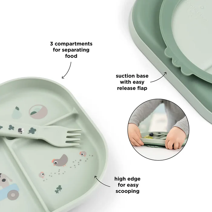 Done by Deer® Prvi jedilni set Foodie Tiny farm Green Done by Deer