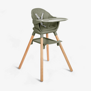 KikkaBoo® Otroški stol za hranjenje 2v1 Woody Army Green KikkaBoo
