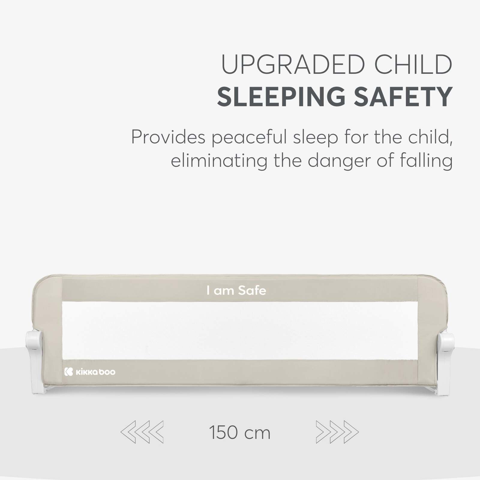 KikkaBoo® Posteljno varovalo I am Safe 150cm Beige KikkaBoo