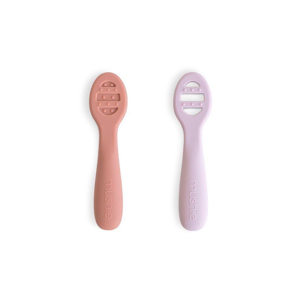 Mushie® Silikonske žličke za hranjenje Rose/Soft Lilac Mushie