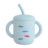 Mushie® Silicone Training Cup + Straw Retro Cars