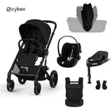 Cybex® Baby Stroller with Folding Basket 4in1 Balios S Lux + Amya Carrycot + Cloud G3 Car Seat + IsoFix G3 Base Moon Black
