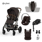 Cybex® Baby Stroller with Foldable Basket 4in1 Balios S Lux + Amya Carrycot + Cloud G3 Car Seat + IsoFix Base G3 Chocolate Brown (+ Rain Cover)