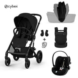 Cybex® 3-in-1 Baby Stroller with Foldable Bassinet Balios S Lux + Amya Carrycot + Cloud G3 Car Seat Moon Black (+ Rain cover)