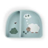Done by Deer® Dětská dělená miska Stick&Stay Tiny farm Blue