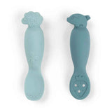 Done by Deer® Set 2 Silikonlöffel Tiny Farm Blue