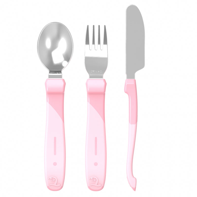 Twistshake® Jedilni pribor z nerjavečim jeklom (12+m) Pastel Pink Twistshake