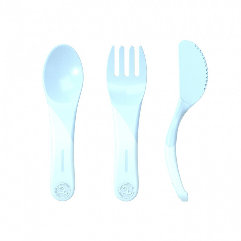 Twistshake® Začetni jedilni pribor (6+m) Pastel Blue Twistshake