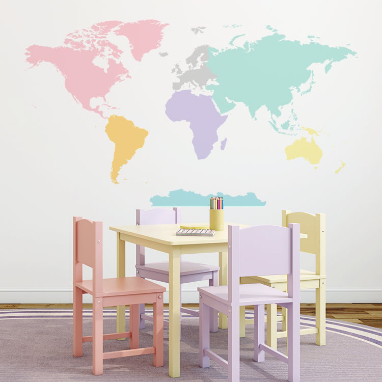 Yokodesign® Stenska nalepka Zemljevid sveta Pastel 150x84 Yokodesign