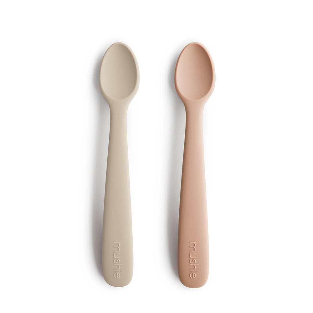Mushie® Set dveh silikonskih žličk Blush/Shifting Sand Mushie
