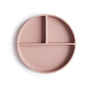 Mushie® Silikonski deljeni krožnik z vakumskim dnom Blush Mushie
