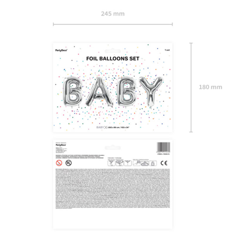 Party Deco® Baloni Baby Silver Party Deco