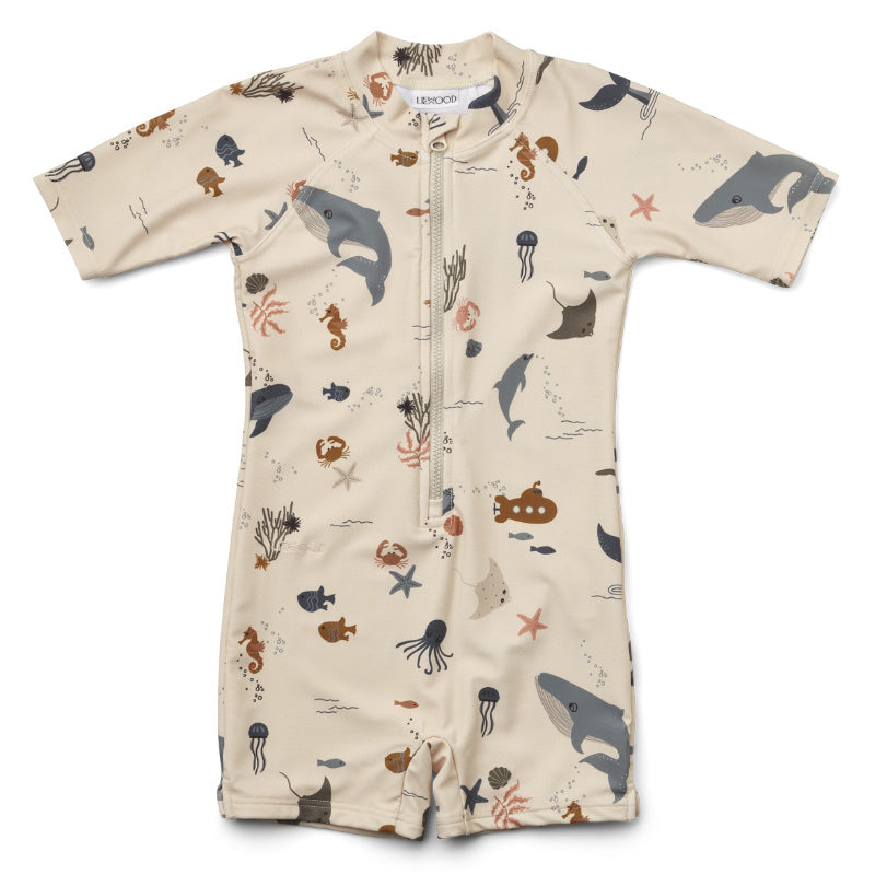 Liewood® Otroške celodelne kopalke Max Sea Creature/Sandy Mix 56/62 Liewood