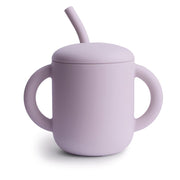Mushie® Silikonski kozarček s slamico Soft Lilac Mushie