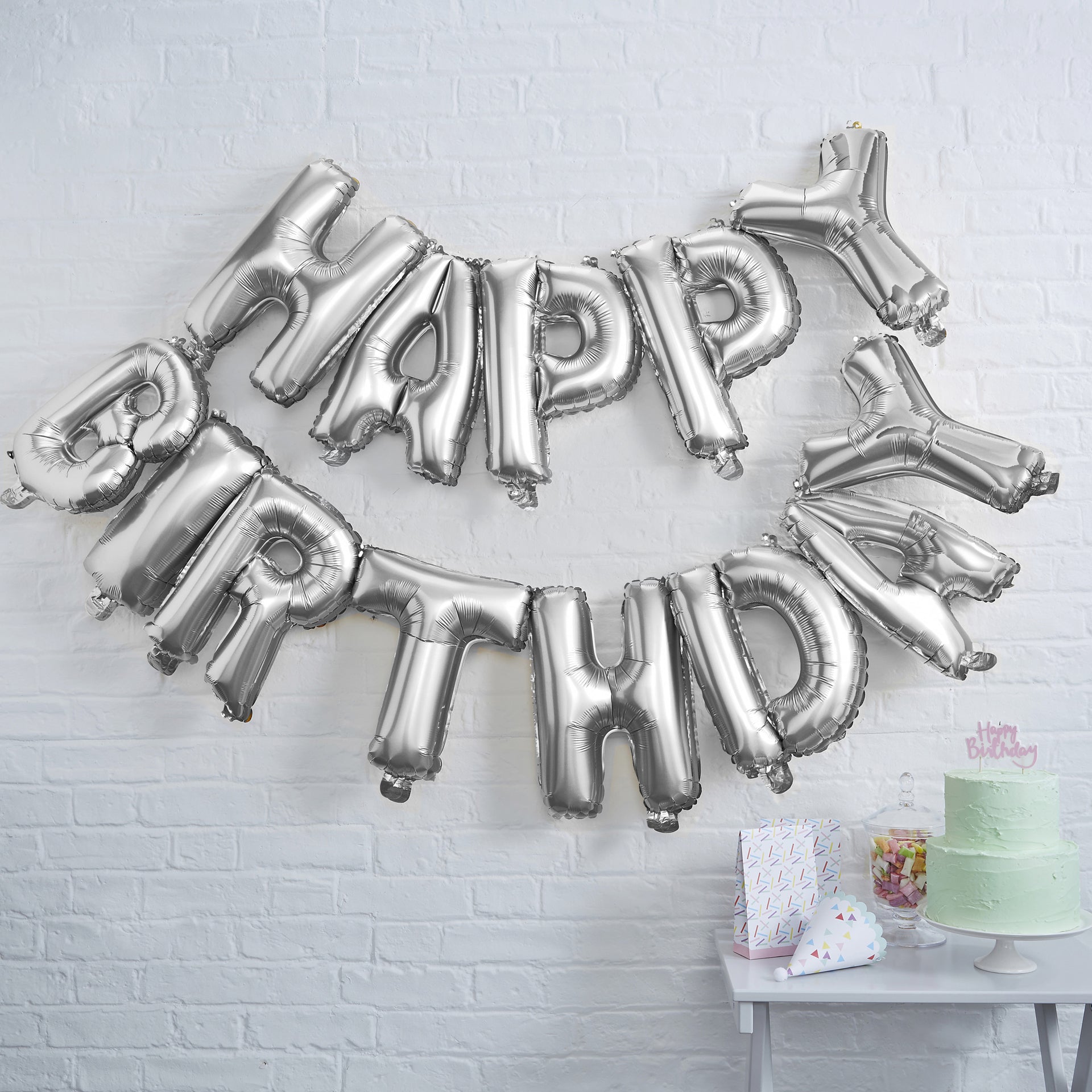 Ginger Ray® Baloni Happy Birthday Silver Ginger Ray