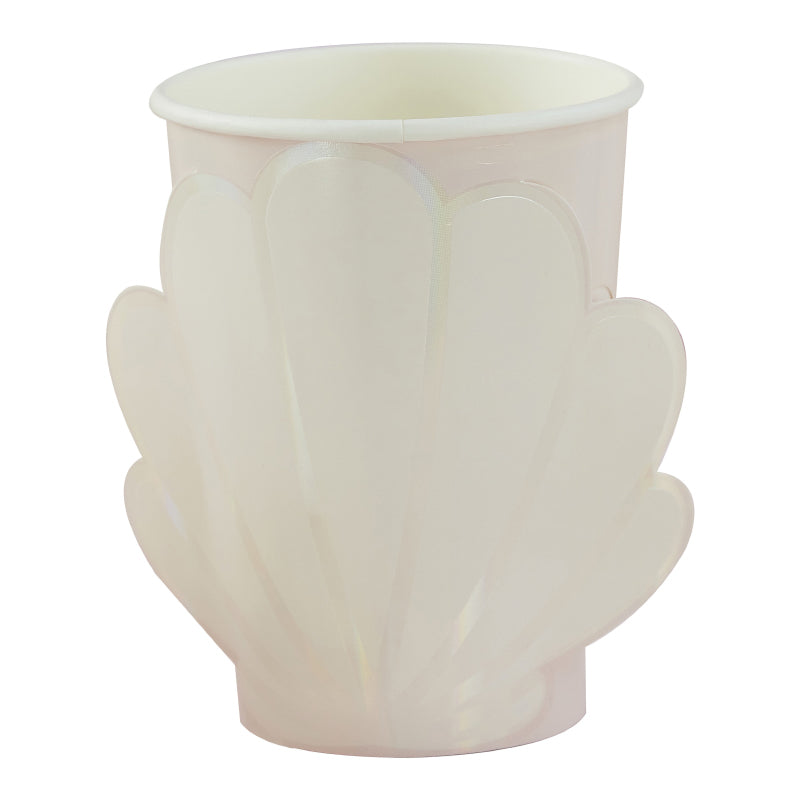 Ginger Ray® Papirnati kozarčki Iridescent & Pink Mermaid Shell 8 kosov Ginger Ray