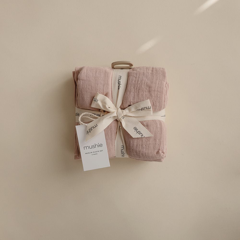 Mushie® Set treh tetra pleničk Blush 60x60 Mushie