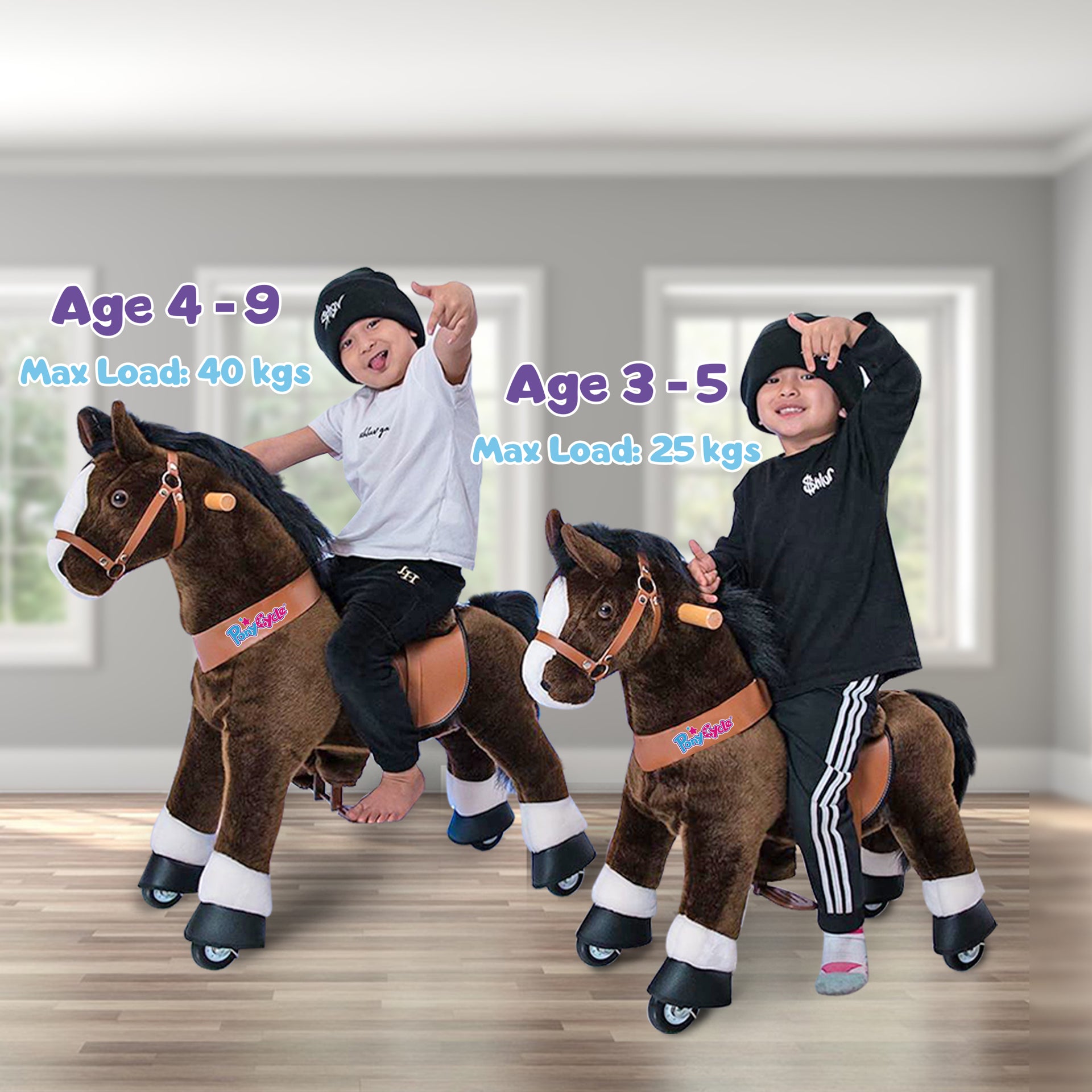 PonyCycle® Konjiček na kolesih - Chocolate Brown with White Hoof (3-5L) PonyCycle