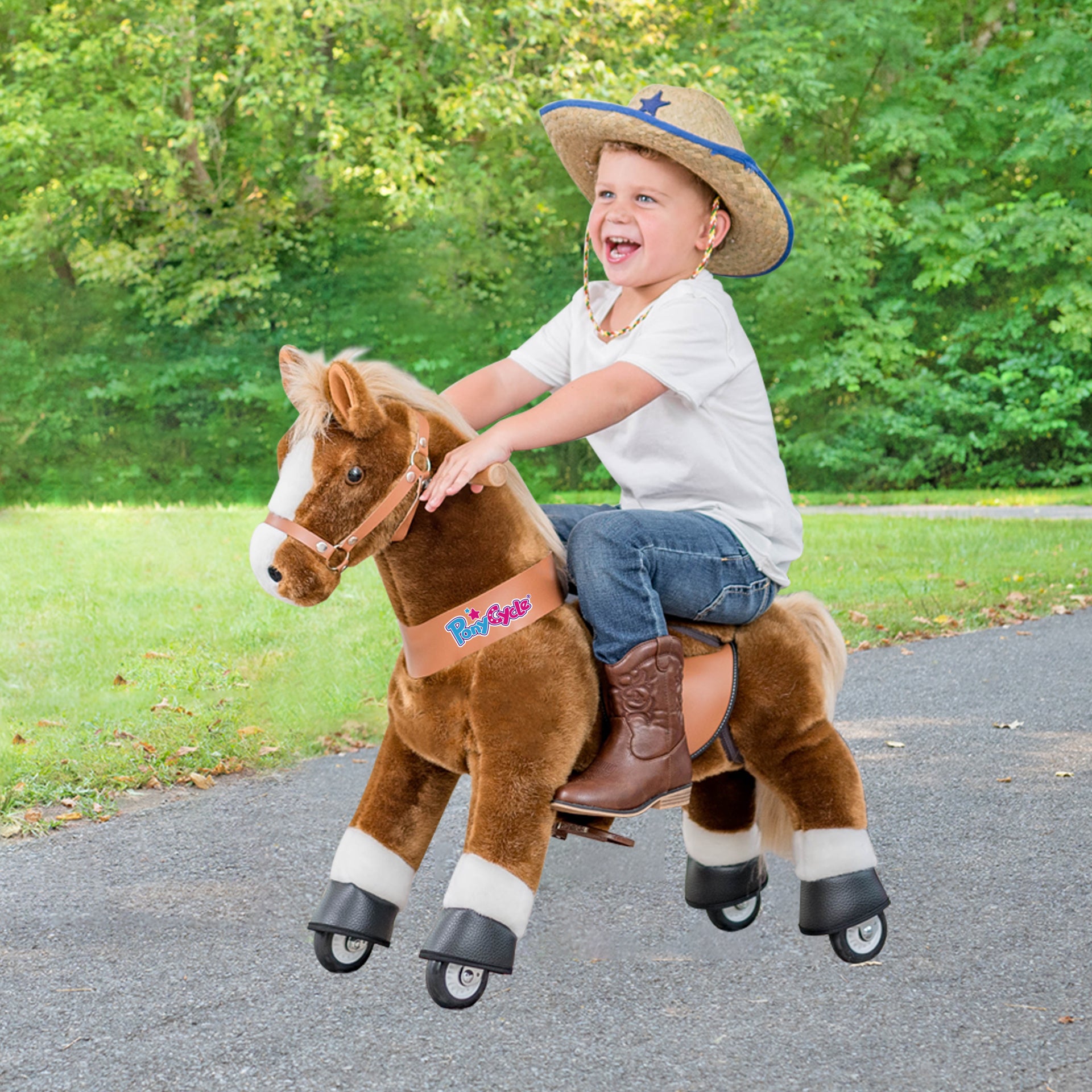 PonyCycle® Konjiček na kolesih - Brown with White Hoof (3-5L) PonyCycle