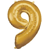 Amscan® Balónek číslo 9 (86 cm) Gold