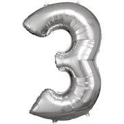 Amscan® Balon številka 3 (86 cm) Silver Amscan