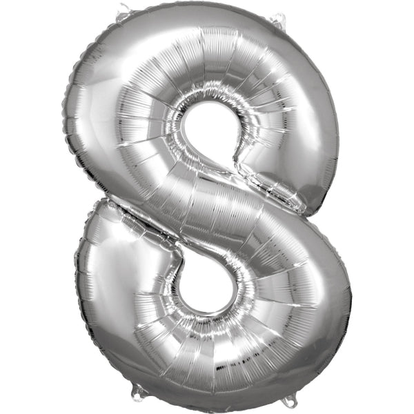 Amscan® Balon številka 8 (86 cm) Silver Amscan