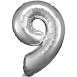 Amscan® Balónek číslo 9 (86 cm) Silver