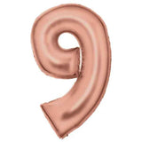 Amscan® Balónek číslo 9 (86 cm) Silk Lustre Rose Gold