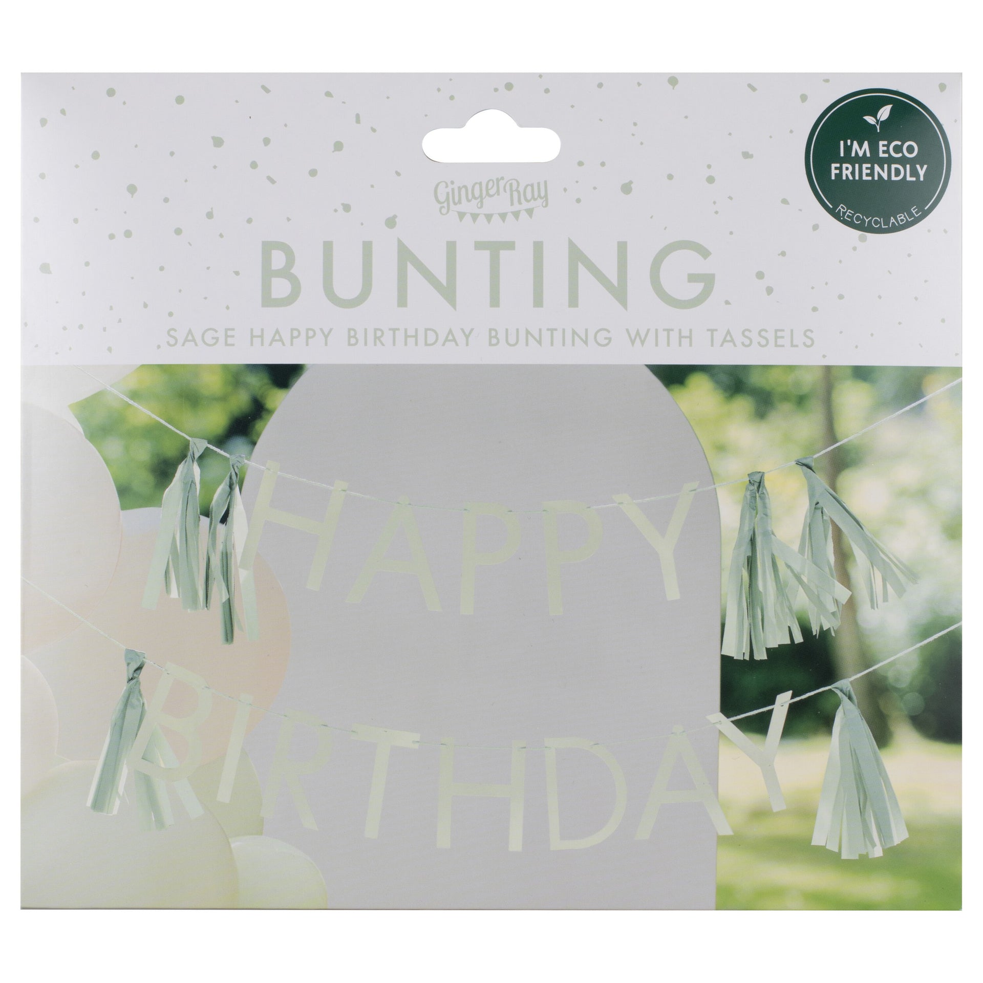 Ginger Ray® Viseča dekoracija Happy Birthday Sage Green Ginger Ray