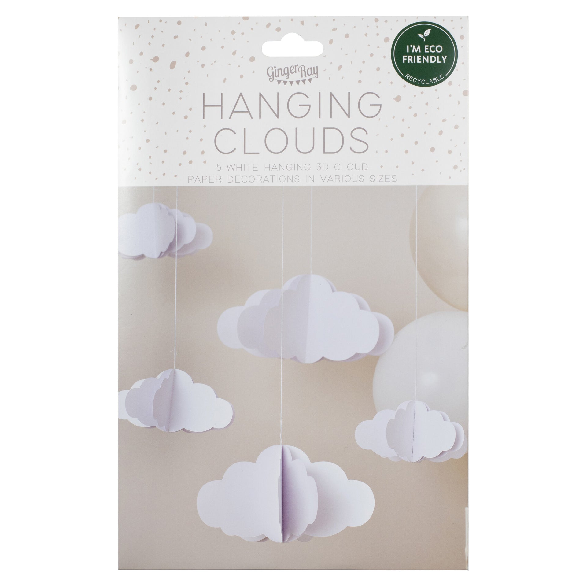 Ginger Ray® Viseča dekoracija 3D Cloud White Ginger Ray