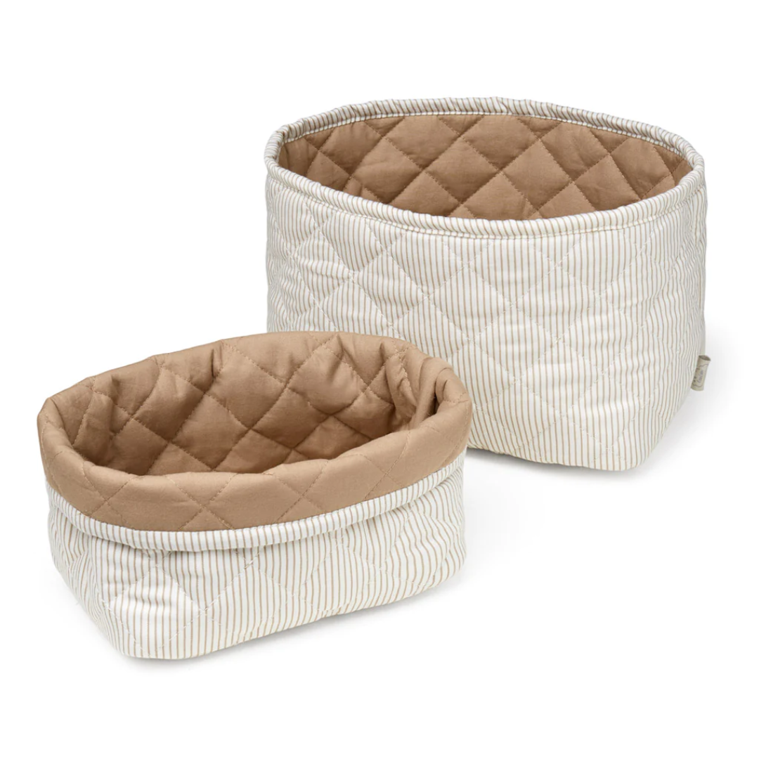 CamCam® Set 2 bombažnih košev za shranjevanje Classic Stripes Camel/ Camel Cam Cam Copenhagen